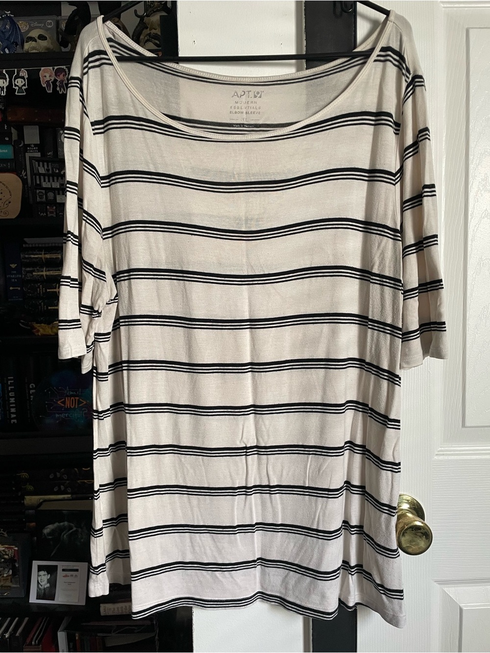 Black and White Striped T-Shirt (XL)